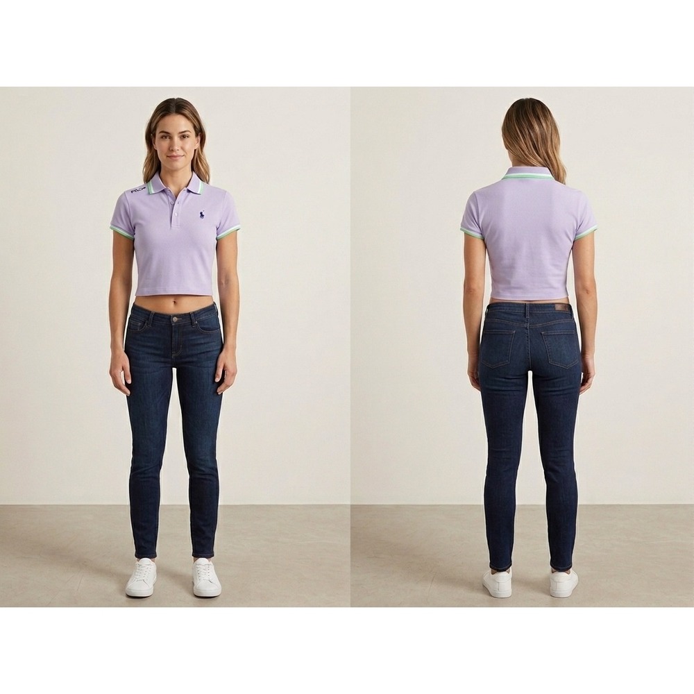 RLX Ralph Lauren Polo Shirt Girls 6X Lavender Purple Excellent Sporty Tipped